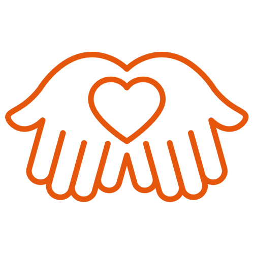 hands with heart icon